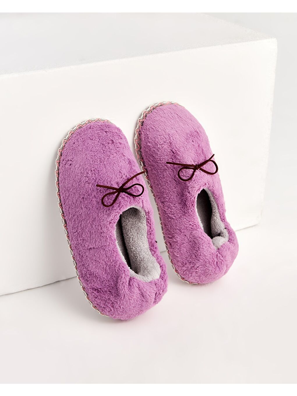 Mor Kadın Kurdale Detaylı Ev İçi Ayakkabı - DIFFER-2