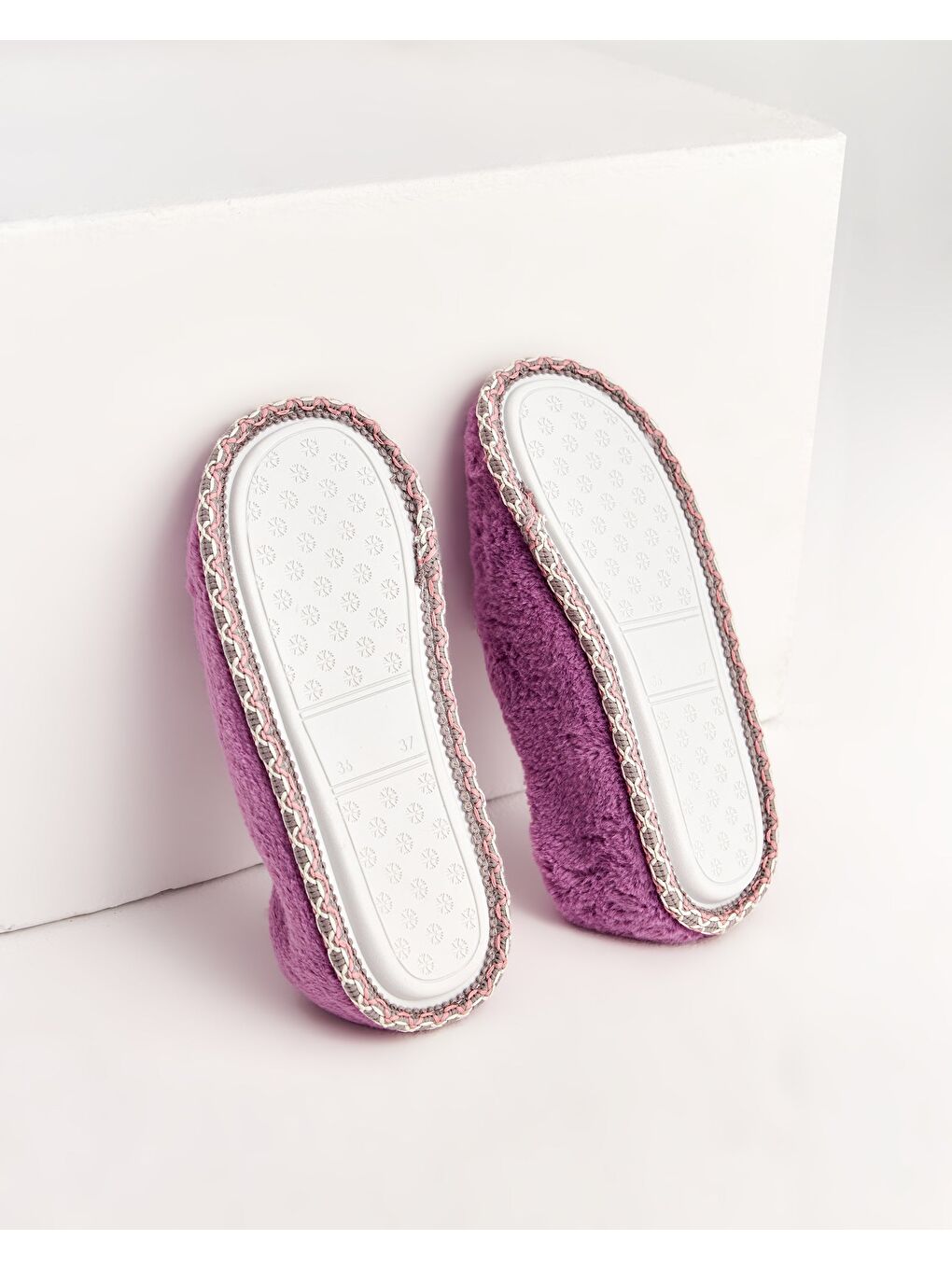 Mor Kadın Kurdale Detaylı Ev İçi Ayakkabı - DIFFER-3