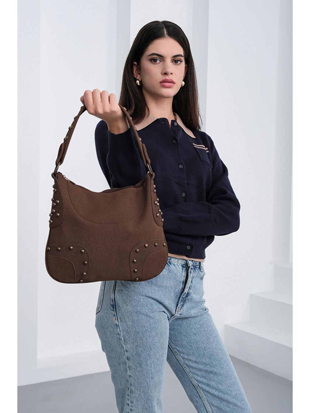 Kahverengi Arlo Troklu Omuz Çantası Kahve-2