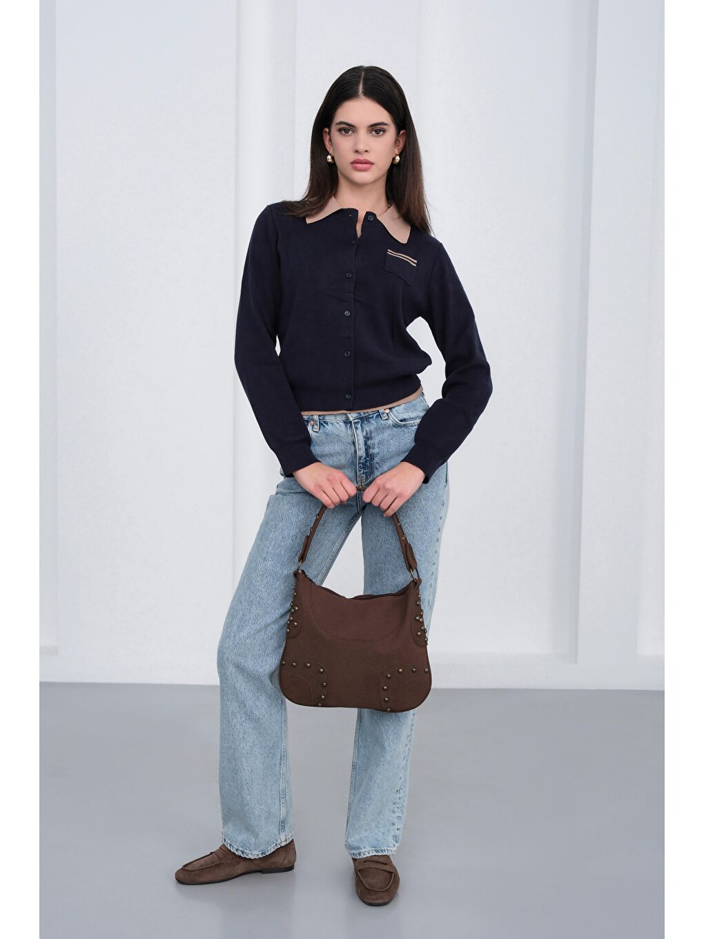 Kahverengi Arlo Troklu Omuz Çantası Kahve-5