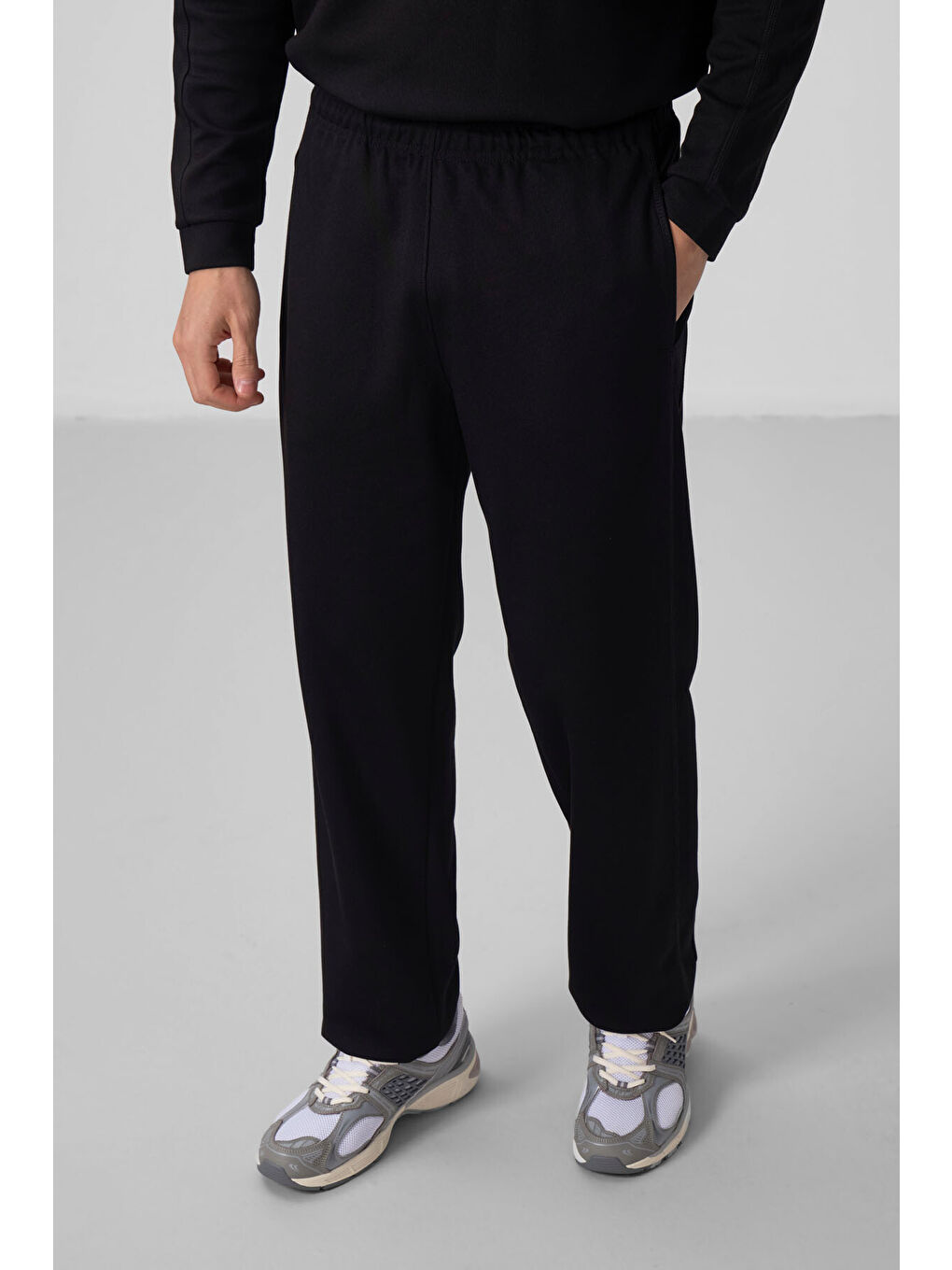 Siyah Yüzeyi Dokulu Oversize Erkek Eşofman Takım - 85275-2