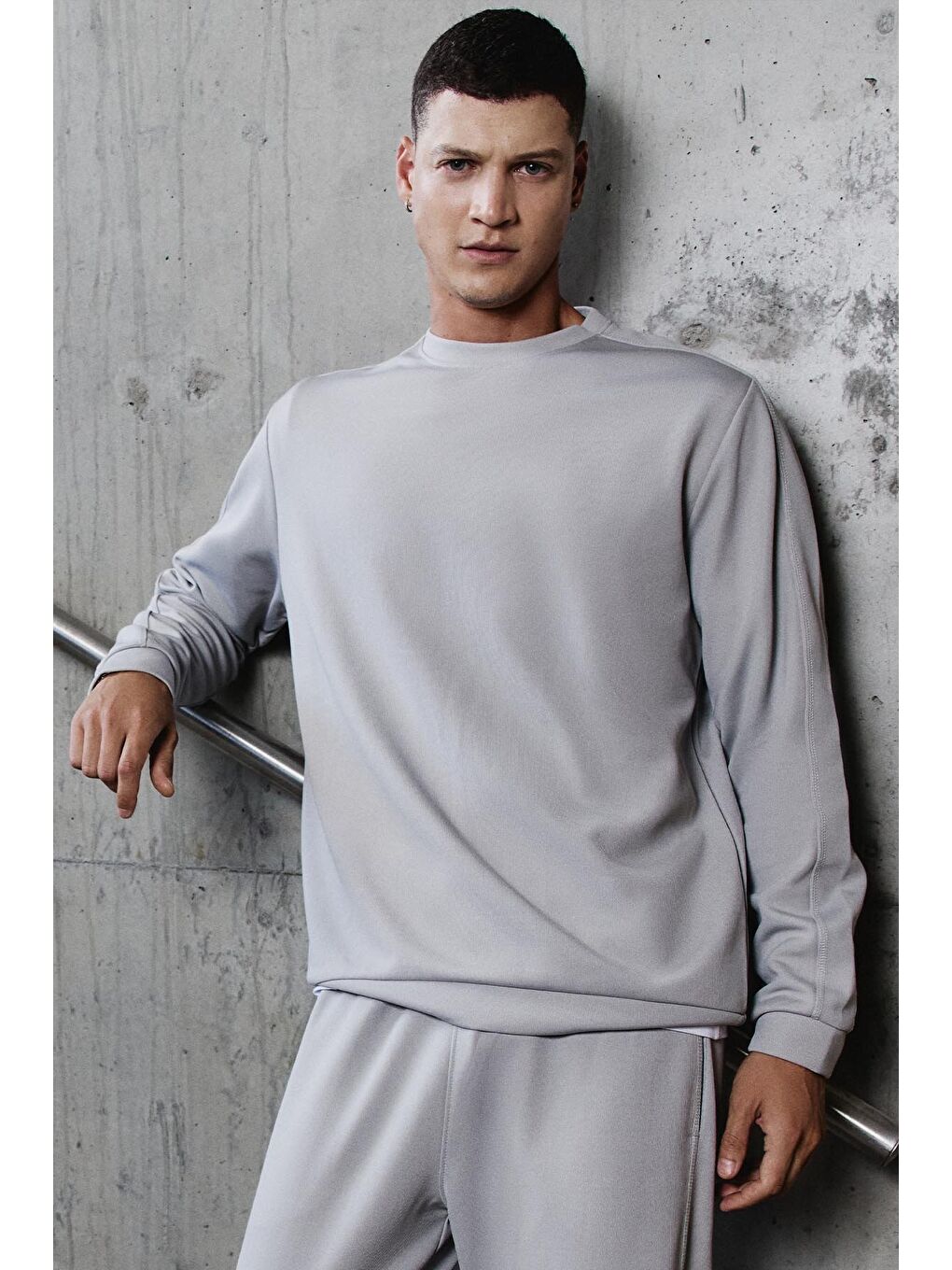 Bej Taş Yüzeyi Dokulu Oversize Erkek Eşofman Takım - 85275-1