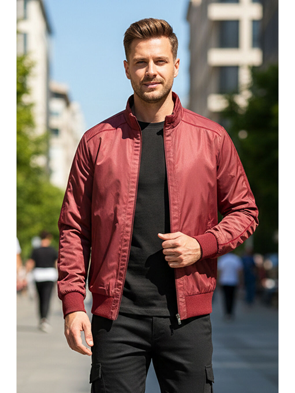 Erkek Feremuarlı Mevsimlik Mont Tek Üst REU-9114 Bordo