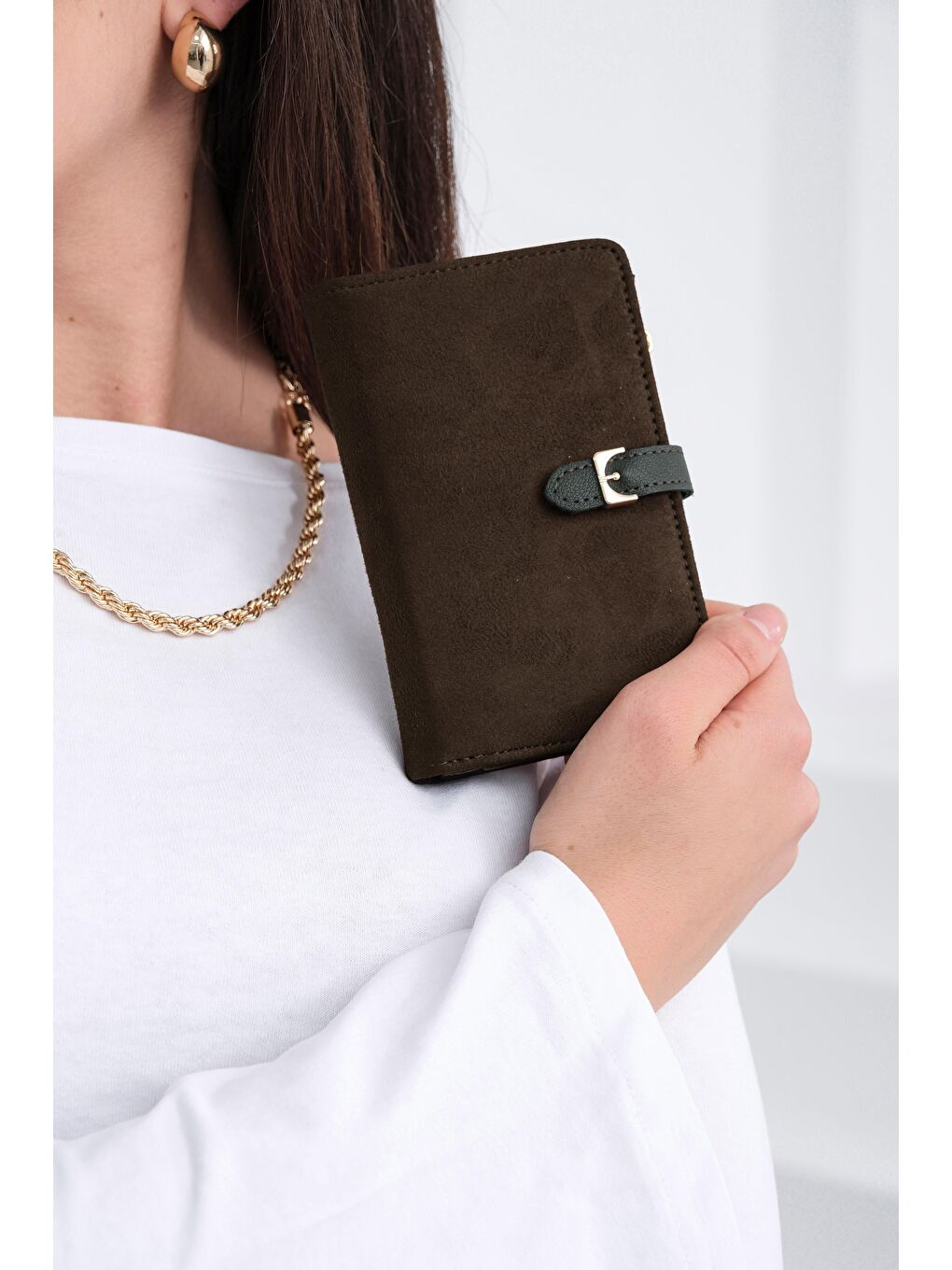 Kahverengi Kemerli Alpha Cüzdan Süet Kahve-1