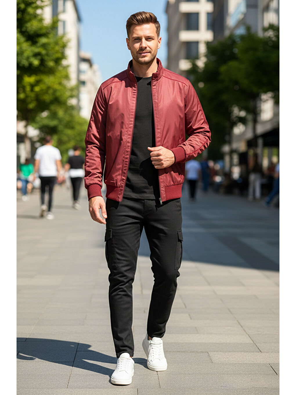 Erkek Feremuarlı Mevsimlik Mont Tek Üst REU-9114 Bordo-1