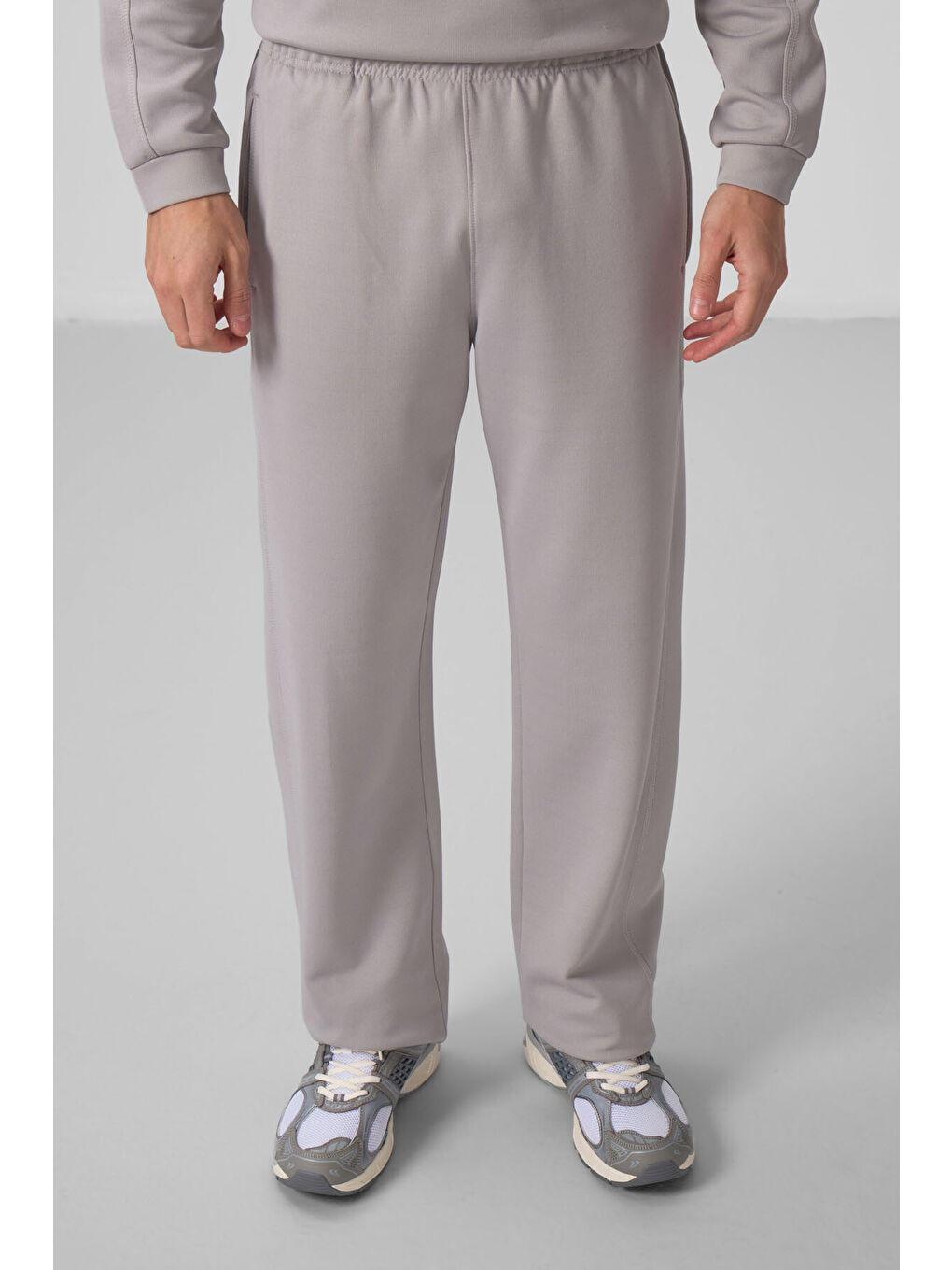 Bej Taş Yüzeyi Dokulu Oversize Erkek Eşofman Takım - 85275-3