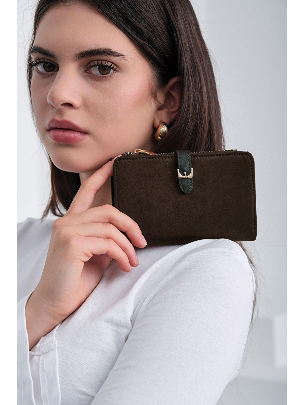 Kahverengi Kemerli Alpha Cüzdan Süet Kahve-3