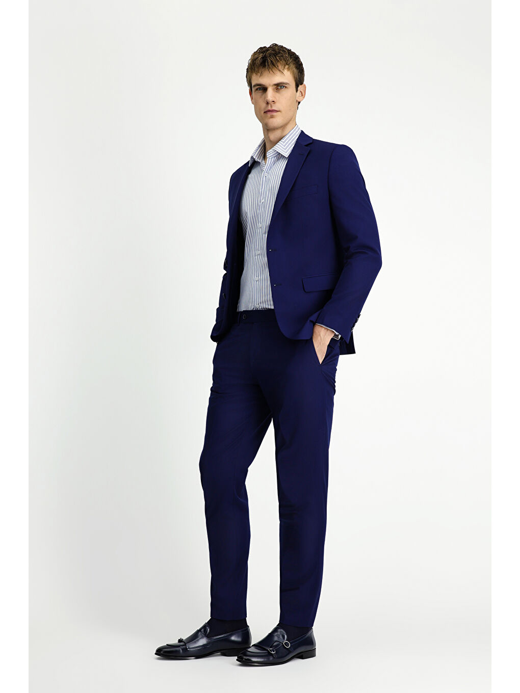 Lacivert 7 Drop Super Slim Fit Eksra Dar Kesim Takım Elbise-1