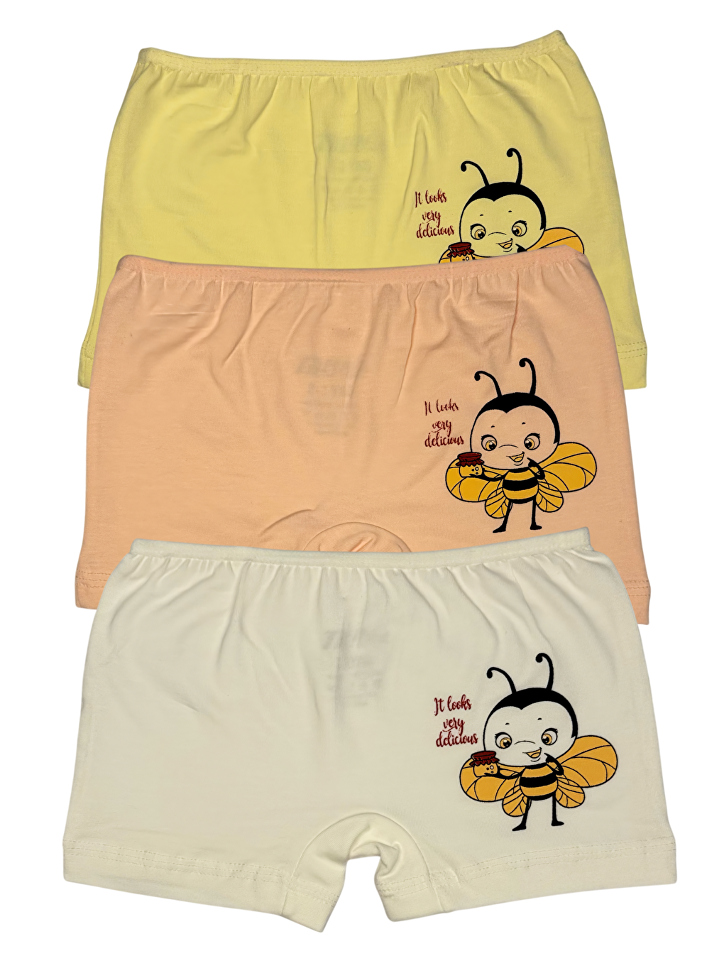 Karışık Kız Çocuk 3 lü Paket Pamuklu Elastanlı Baskılı Şort 44312