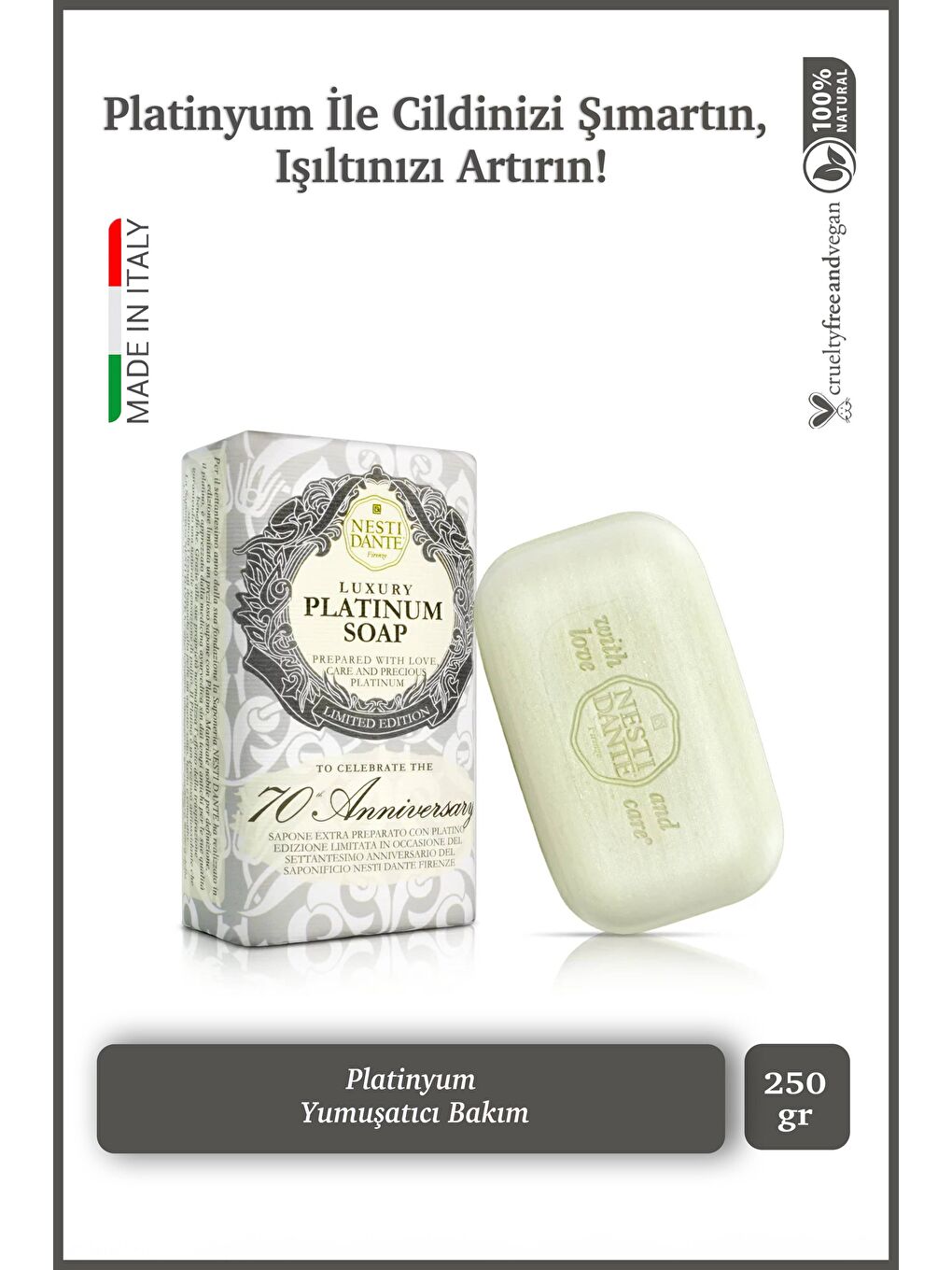 Nesti Dante Luxury Platinum Katı Sabun 250 gr | Nemlendirici Ve Besleyici | Platinyum