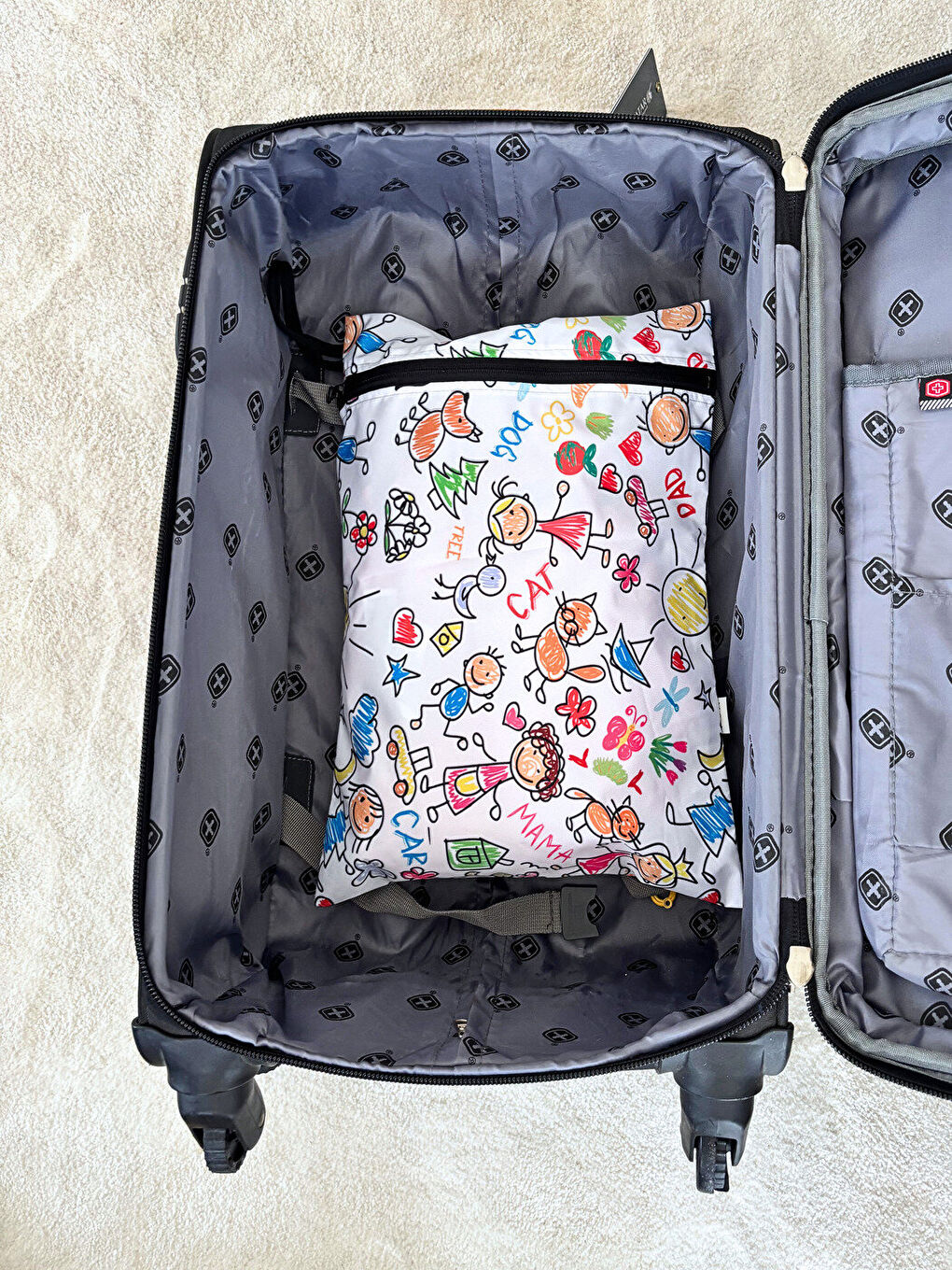 Beyaz 2 Adet, 36x30 cm Summer ve Family Desen, Sıvı Geçirmeyen Çok Amaçlı Çanta, Ekonomik Set, Yıkanabilir-3