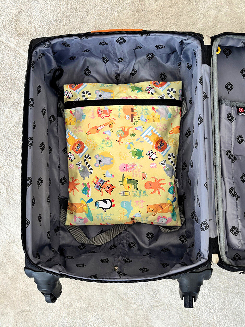 Beyaz 2 Adet, 36x30 cm Summer ve Family Desen, Sıvı Geçirmeyen Çok Amaçlı Çanta, Ekonomik Set, Yıkanabilir-6