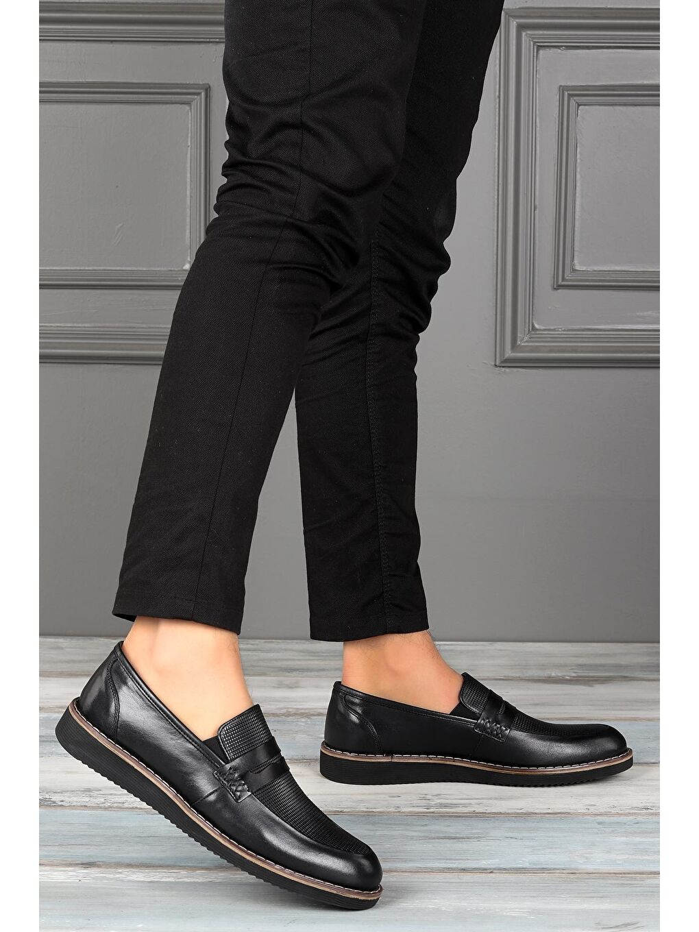 Siyah %100 Deri Günlük Erkek Comfort Ayakkabı 1106 Rdw