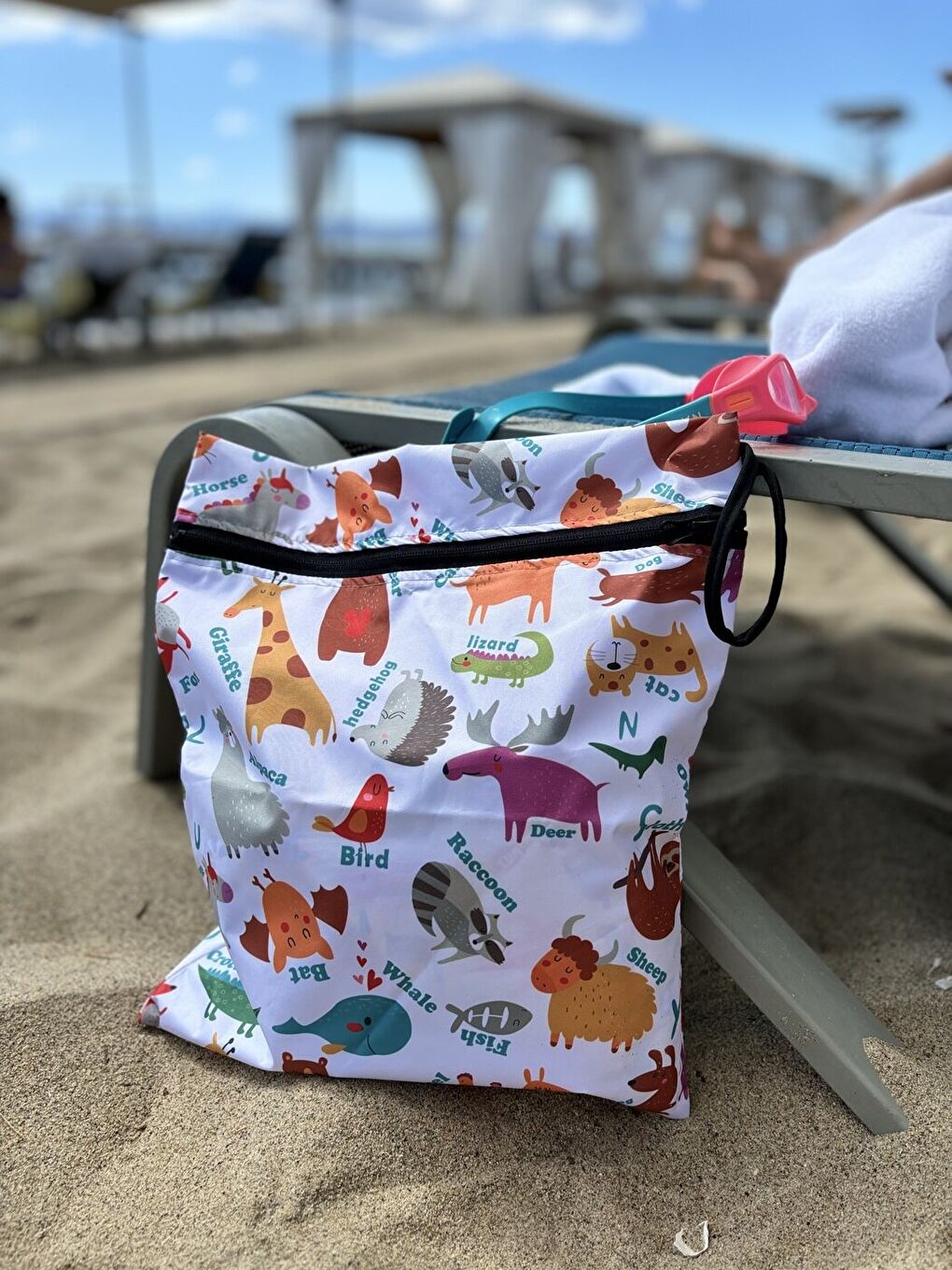 Beyaz 2 Adet, 36x30 cm, Family ve Zoo Desen, Sıvı Geçirmeyen Çok Amaçlı Çanta, Ekonomik Set, Yıkanabilir-8