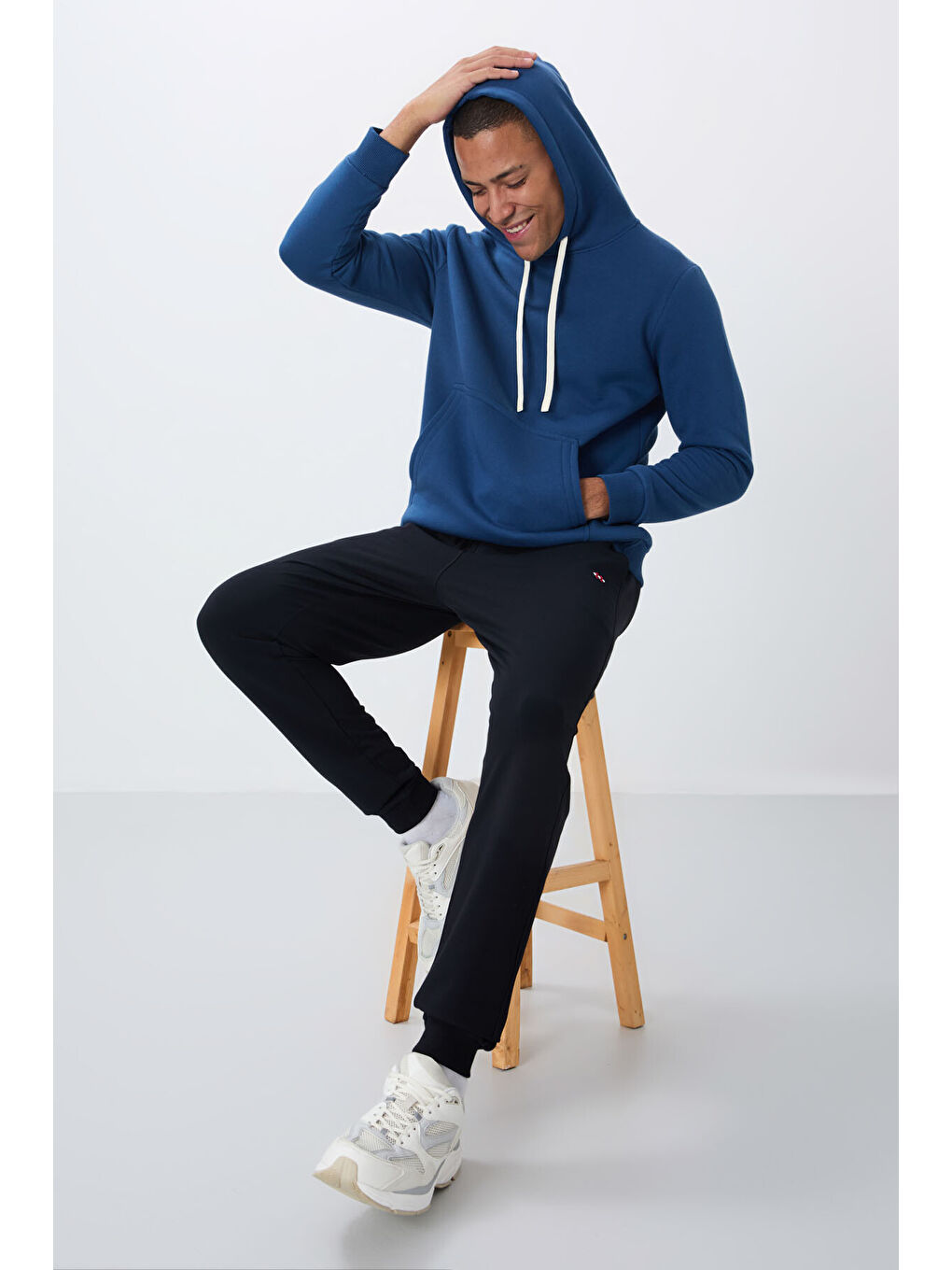 Lacivert Parlament Pamuklu Kalın İçi Tüylü Yumuşak Dokulu Comfort Fit Erkek Hoodie - 88419-6