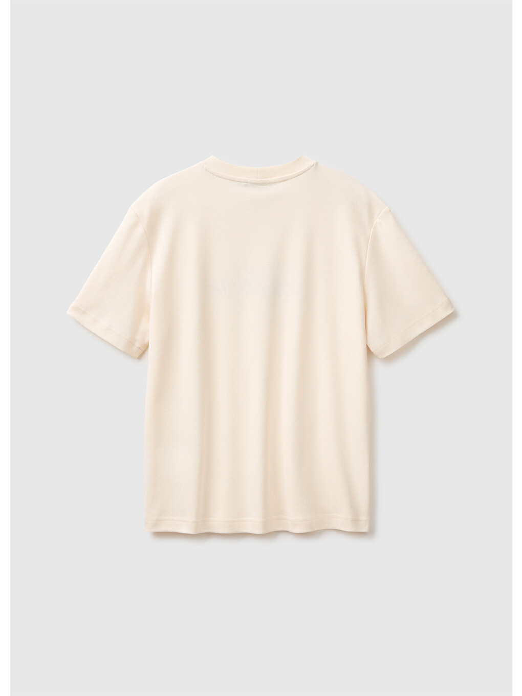 Ekru Kadın Krem %100 Pamuk İşlemeli Kısa Kollu T-shirt-1