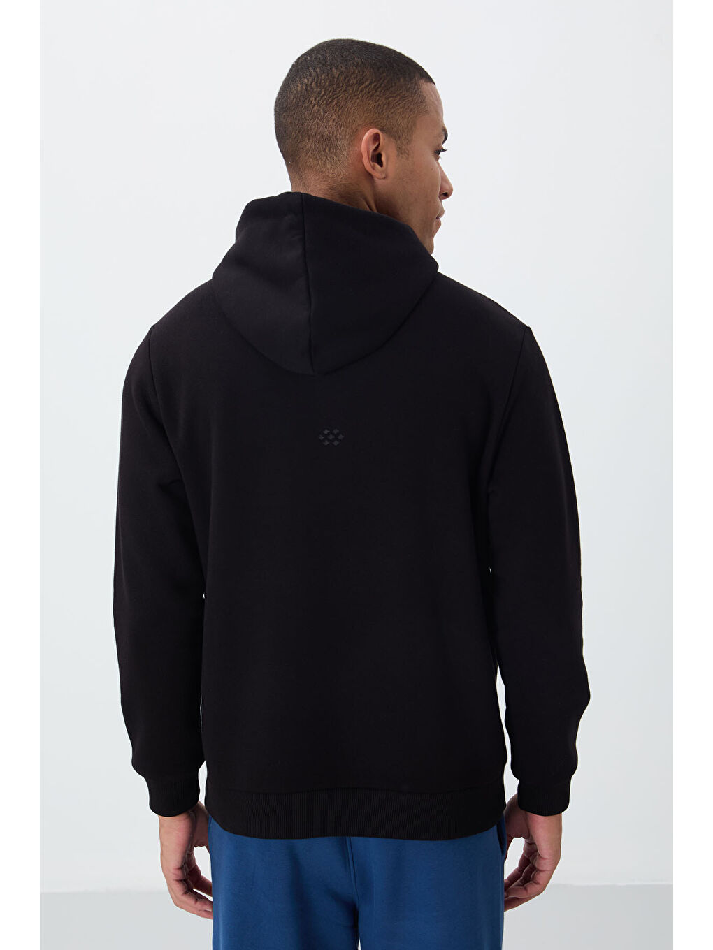 Siyah Pamuklu Kalın İçi Tüylü Yumuşak Dokulu Comfort Fit Erkek Kapüşonlu Sweatshirt Hoodie - 88419-8