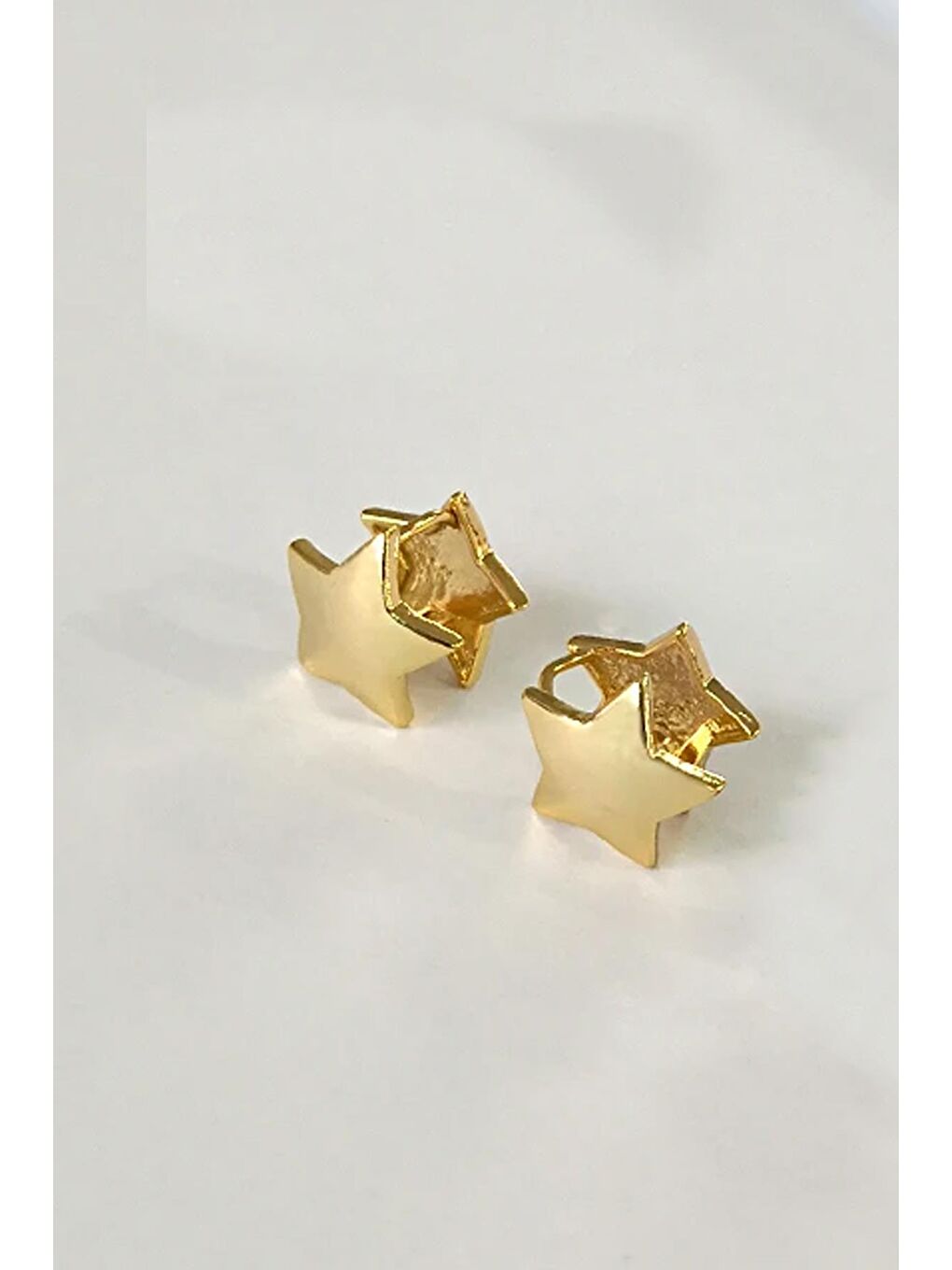 Sarı Yıldız Çift Yönlü Huggie halka Küpe-3