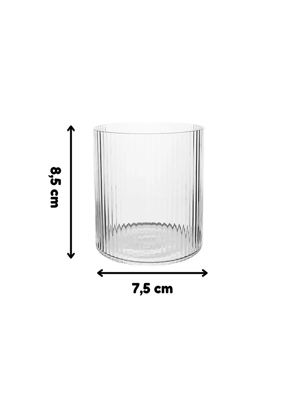 Kitchen Design Lab Şeffaf Çizgili Yeni Tasarım Su Bardağı, Meşrubat, Cam Bardak 300 ML 6 Adet-2229 - 1