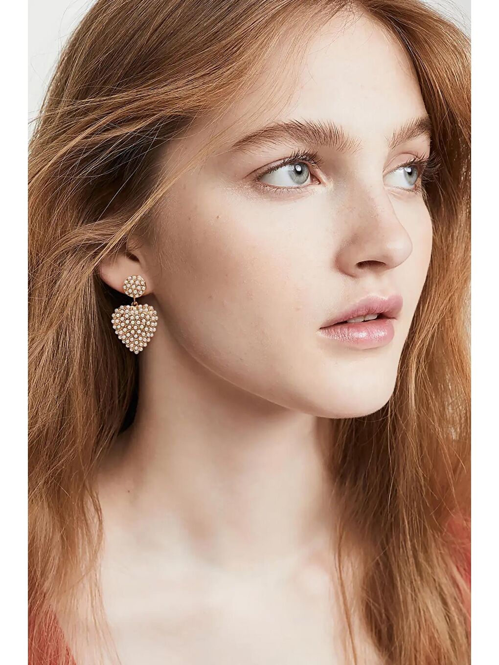 Sarı Amelie İncili Zarif Kalp Küpe