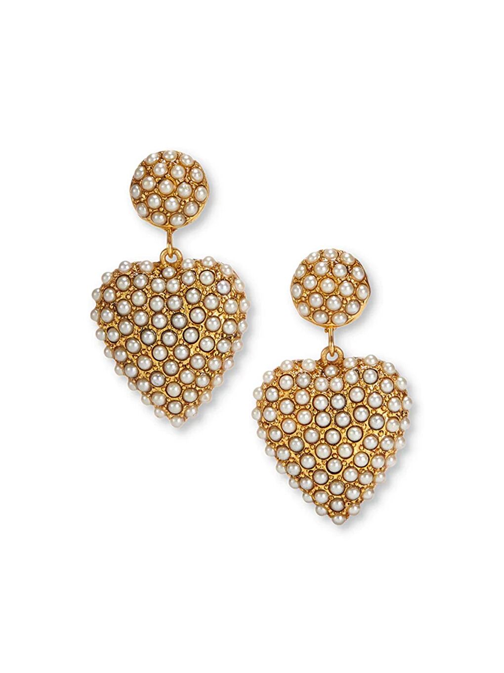 Sarı Amelie İncili Zarif Kalp Küpe-3