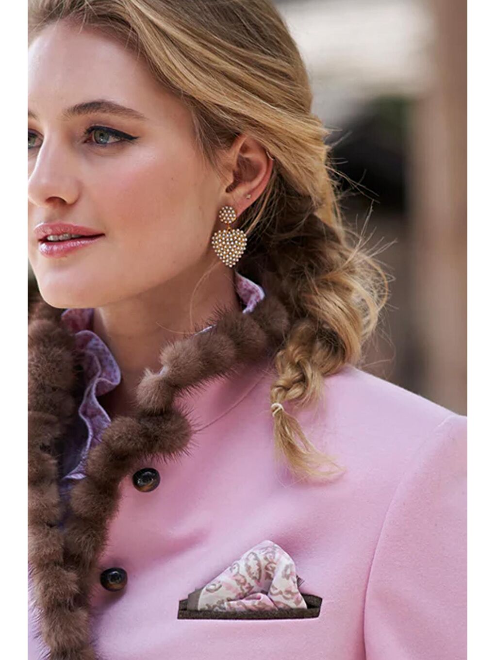 Sarı Amelie İncili Zarif Kalp Küpe-7