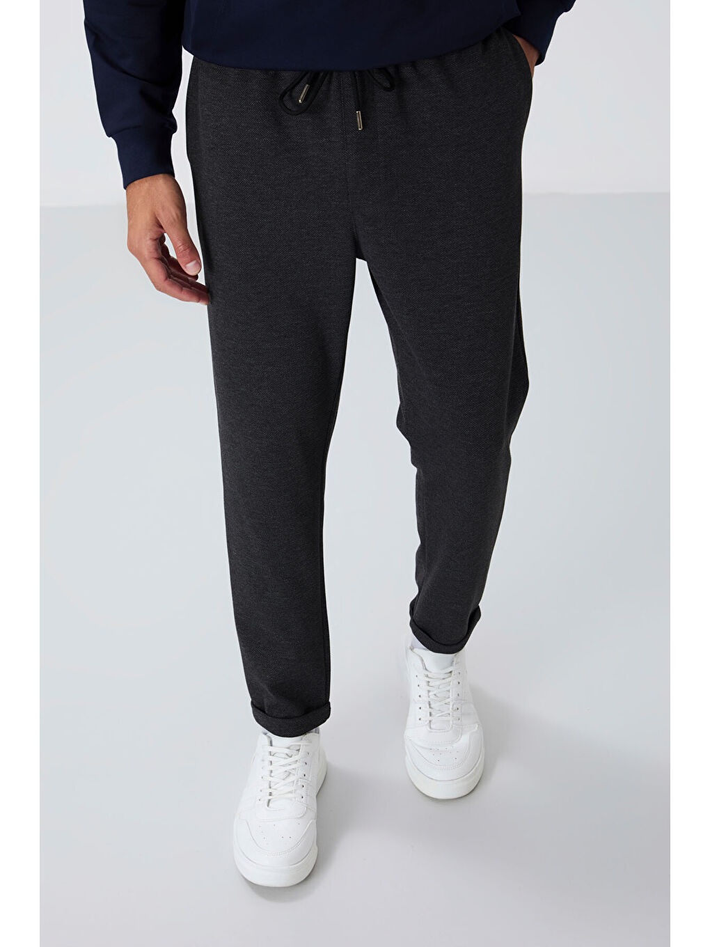 Antrasit Melanj Yüzeyi Dokulu Standart Fit Erkek Eşofman Alt - 82154