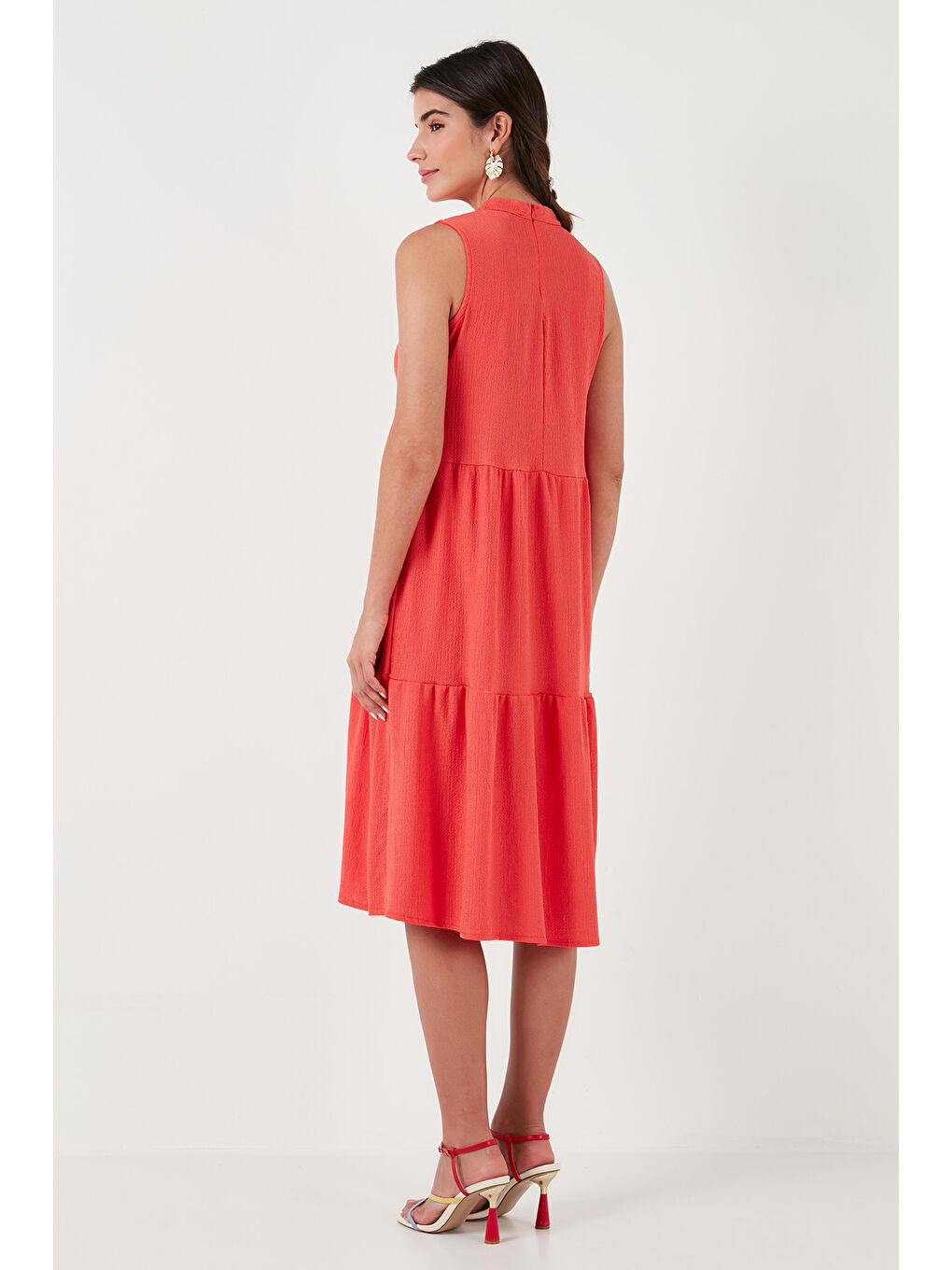 Turuncu Regular Fit Kolsuz Midi Kadın Elbise 5865658-5