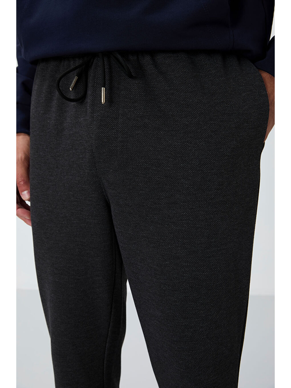 Antrasit Melanj Yüzeyi Dokulu Standart Fit Erkek Eşofman Alt - 82154-2