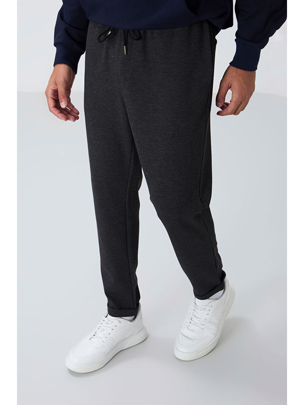 Antrasit Melanj Yüzeyi Dokulu Standart Fit Erkek Eşofman Alt - 82154-3