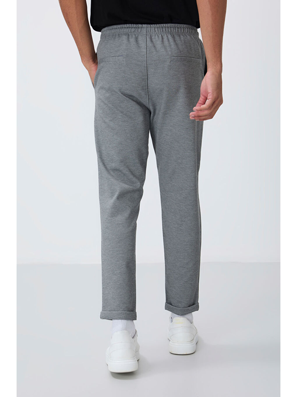 Gri Melanj Yüzeyi Dokulu Standart Fit Erkek Eşofman Alt - 82154-4