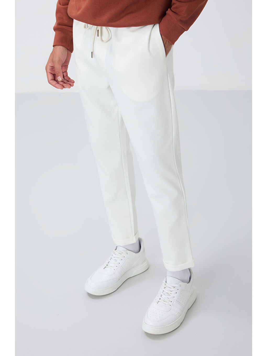 Ekru Yüzeyi Dokulu Standart Fit Erkek Eşofman Alt - 82154-2