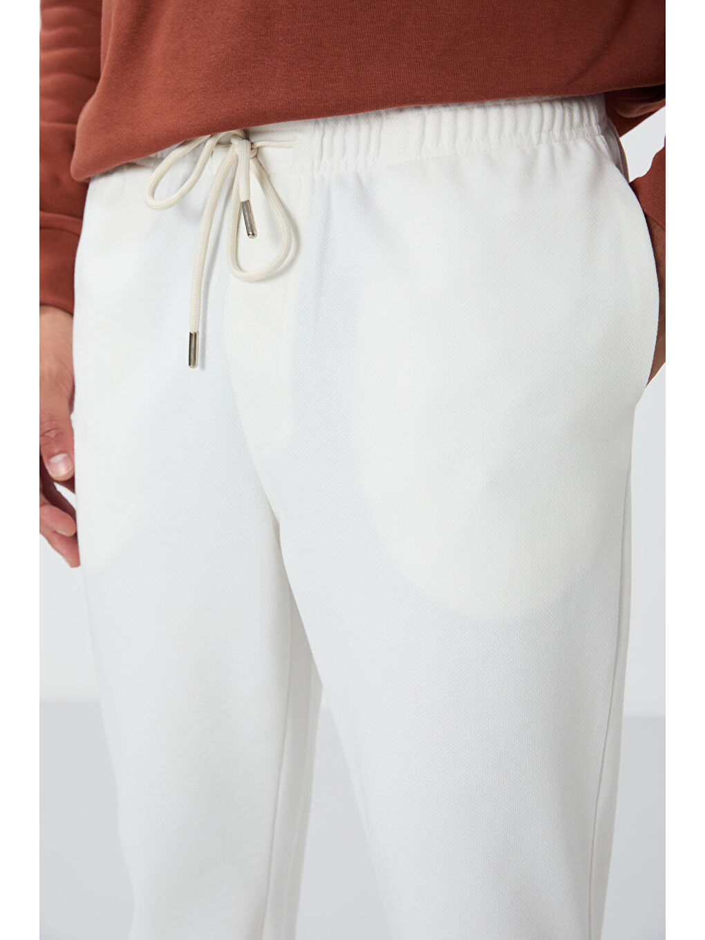 Ekru Yüzeyi Dokulu Standart Fit Erkek Eşofman Alt - 82154-3