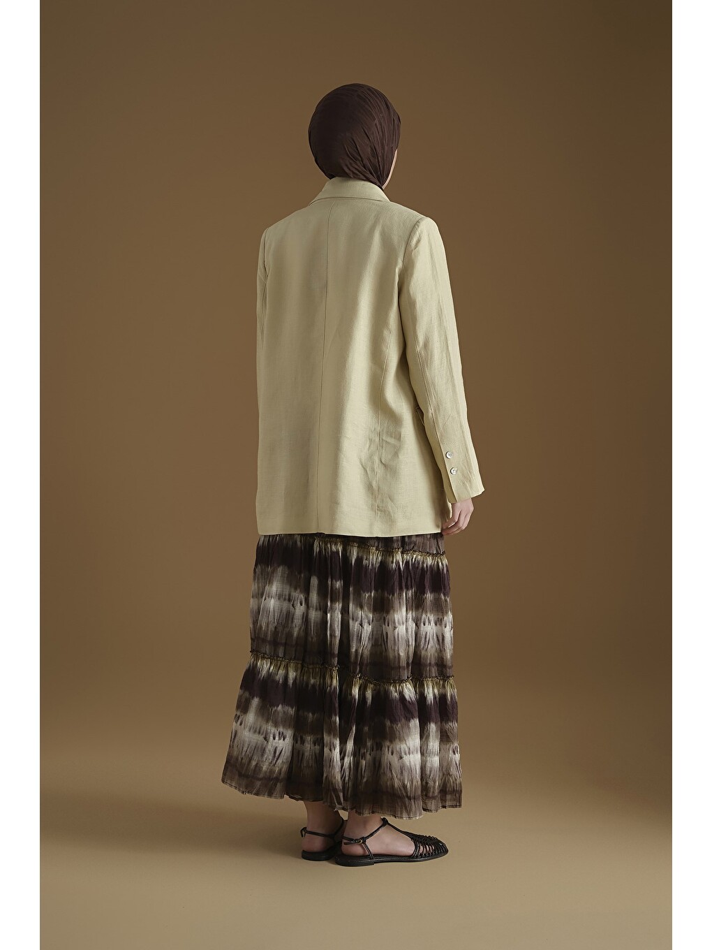 Batik Desenli Etek Haki-3