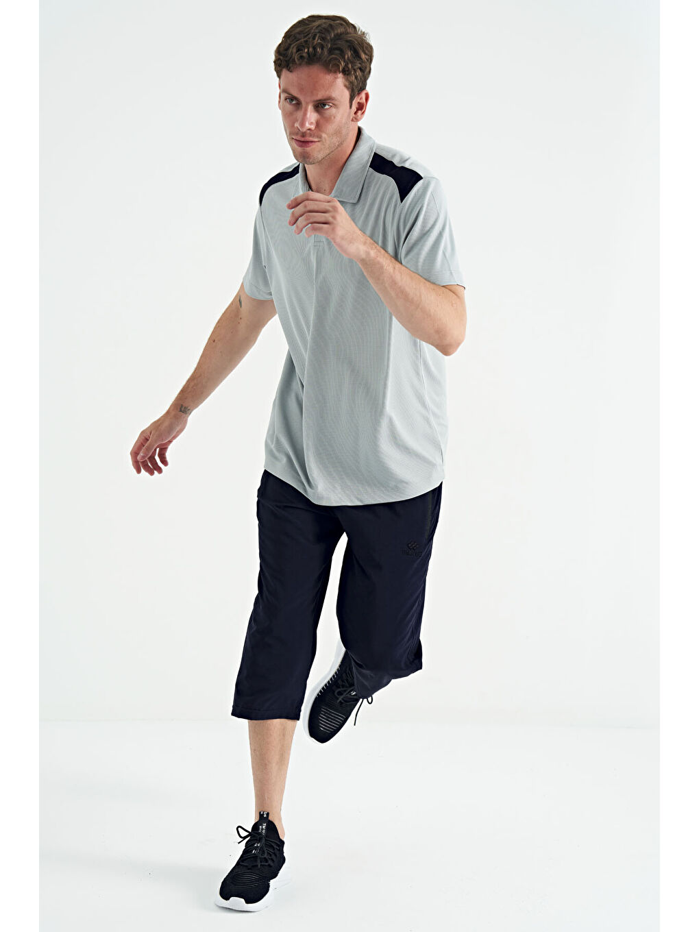 İndigo Bağcıklı Standart Kalıp Fermuar Cepli Aktif Spor Erkek Kapri - 83096-1