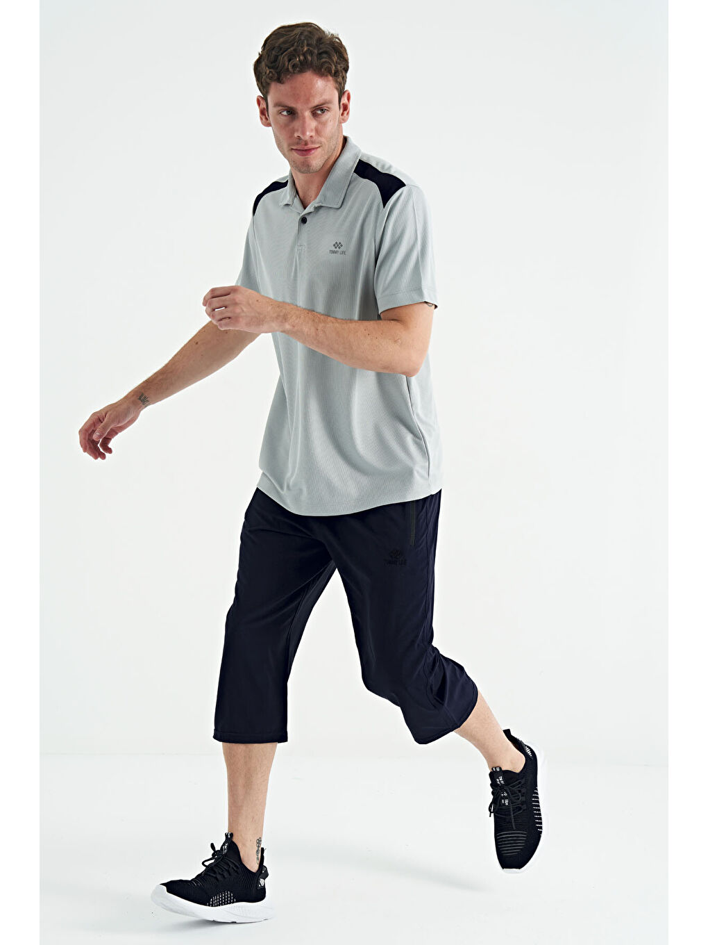 İndigo Bağcıklı Standart Kalıp Fermuar Cepli Aktif Spor Erkek Kapri - 83096-2