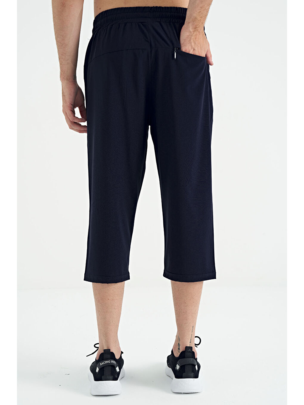 İndigo Bağcıklı Standart Kalıp Fermuar Cepli Aktif Spor Erkek Kapri - 83096-3