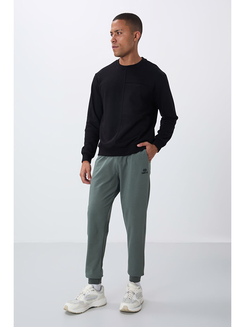 Yeşil Çağla Klasik Cepli Standart Kalıp Manşetli Erkek Eşofman Alt - 84652