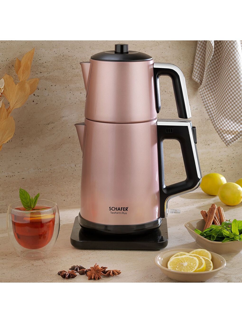 Teaform Plus Paslanmaz Çay Makinesi-Rosegold