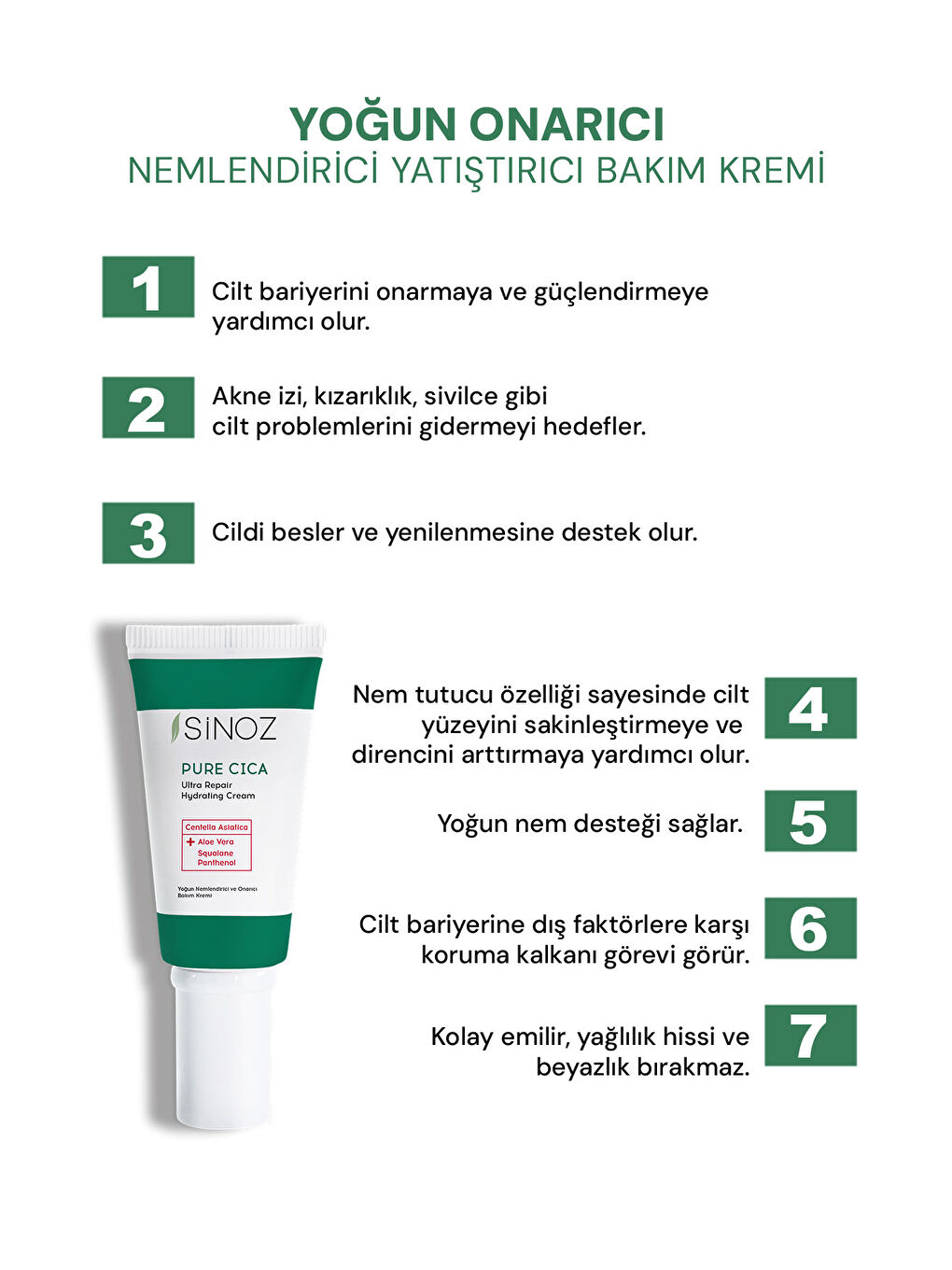 Pure Cica Yoğun Onarıcı Nemlendirici Bakım Kremi 50 ML Tahriş Olmuş Hasarlı Ciltler için-1