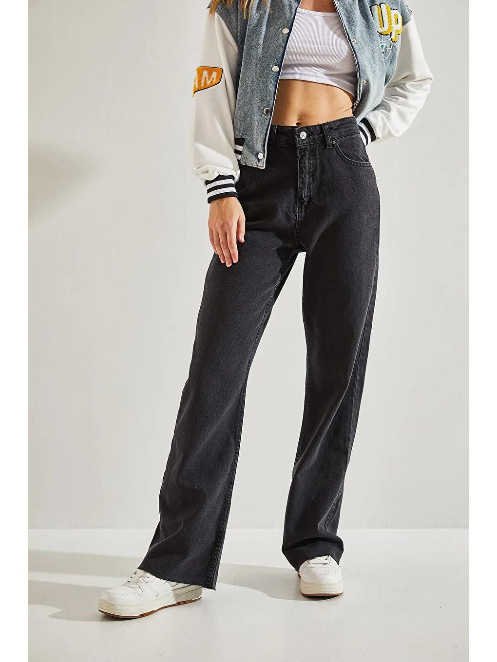 Siyah Kadın Lazer Kesim Palazzo Pantolon-1