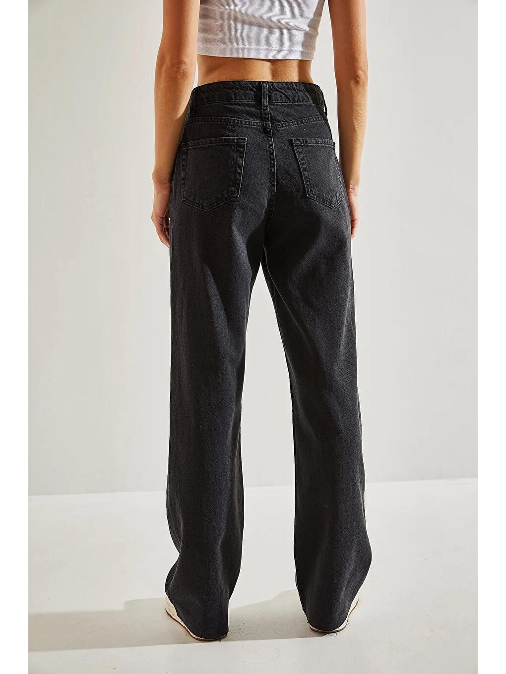 Siyah Kadın Lazer Kesim Palazzo Pantolon-2