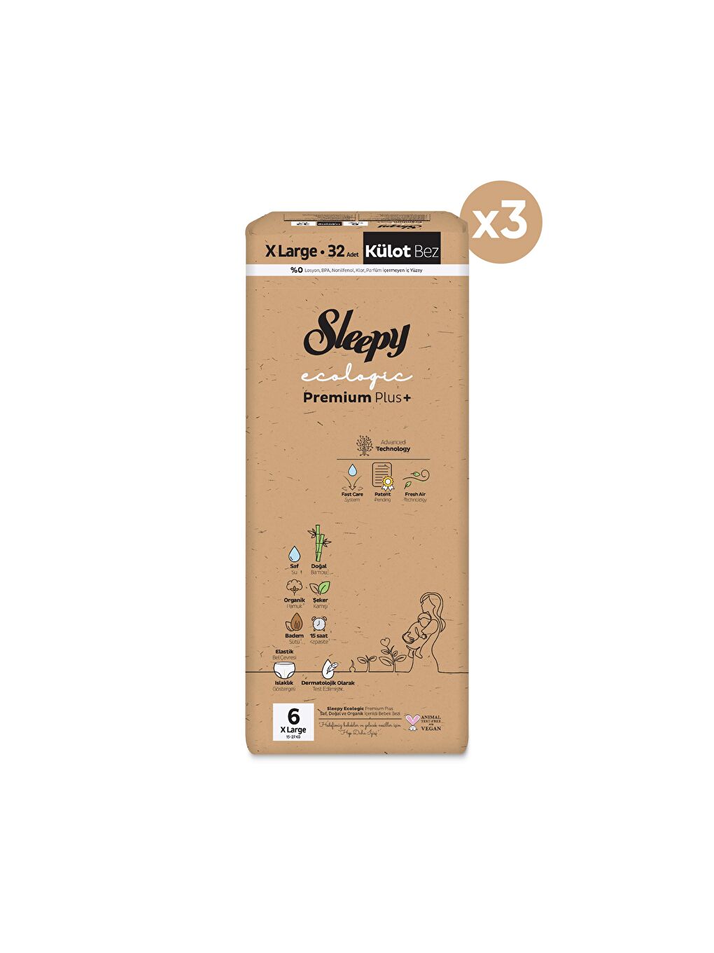 Ecologic Premium Plus Avantajlı Paket Külot Bez 6 Numara Xlarge 96 Adet-1