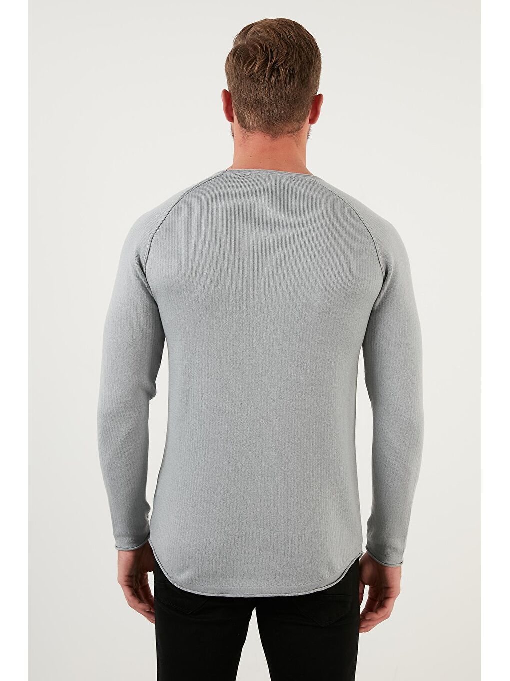 Gri Regular Fit Bisiklet Yaka Pamuklu Kazak 6353420-4