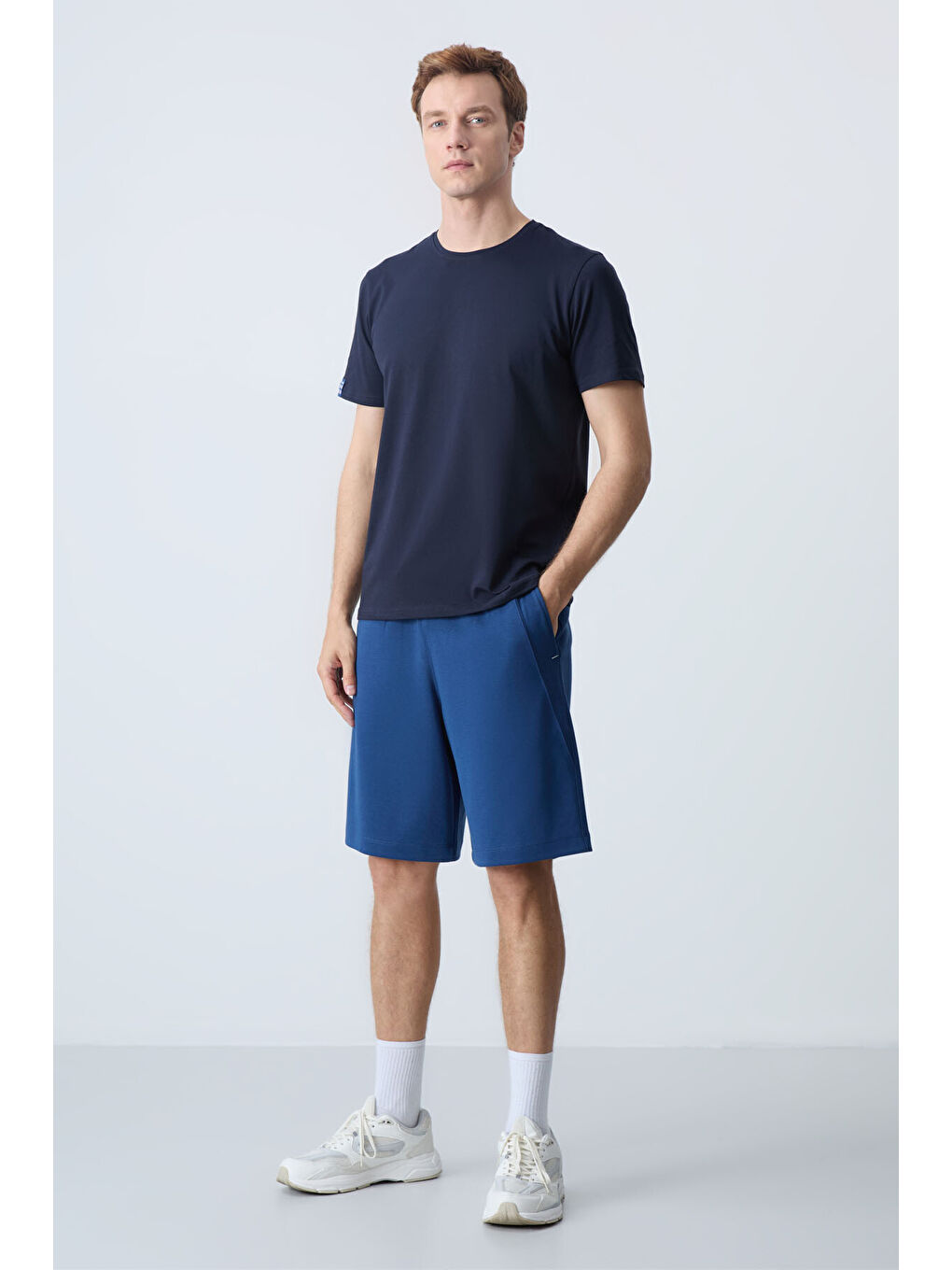 Lacivert Parlament Pamuklu Kalın Yumuşak Dokulu Standart Fit Basic Erkek Şort  - 81278-1