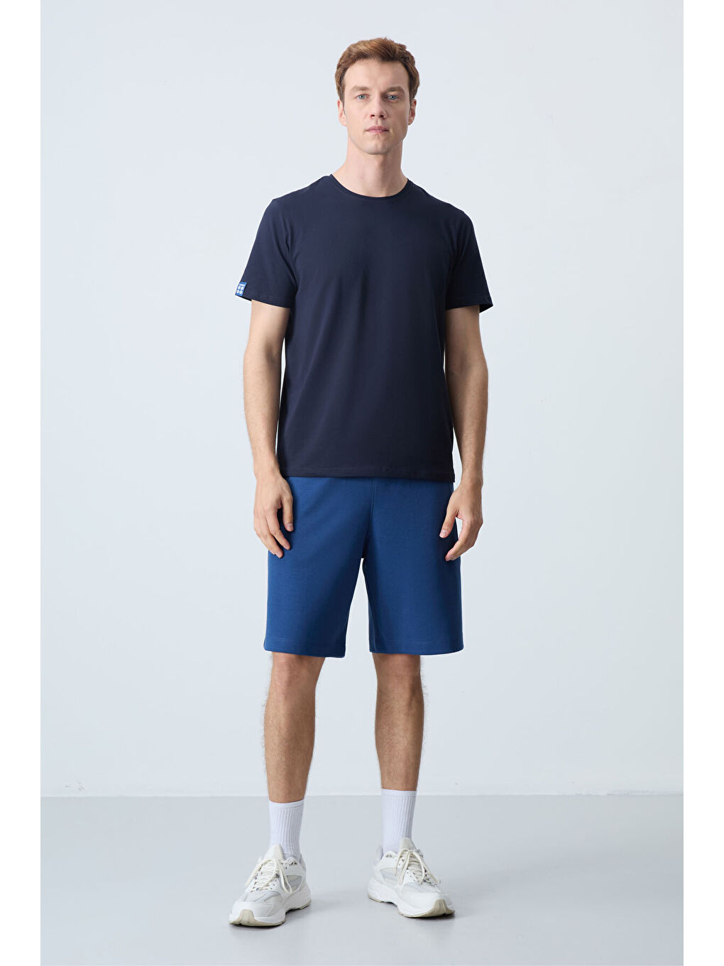 Lacivert Parlament Pamuklu Kalın Yumuşak Dokulu Standart Fit Basic Erkek Şort  - 81278-4