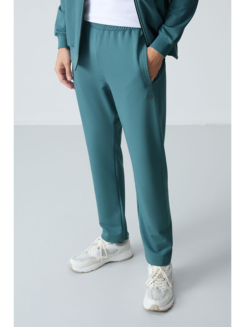 Orman Yeşili Pamuklu Kalın Yumuşak Dokulu Comfort  Fit Basic Erkek Eşofman Takım - 85260-3