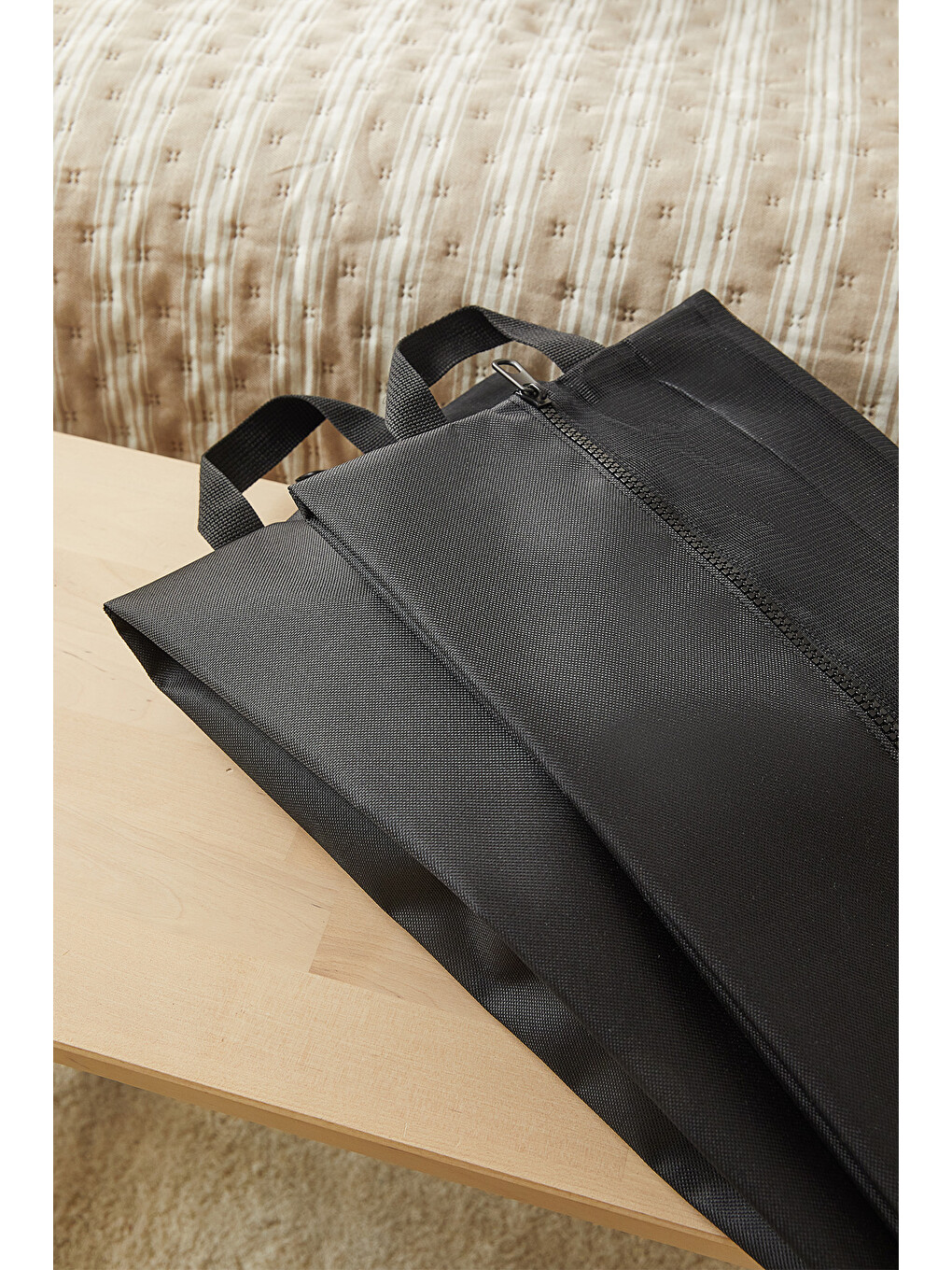 2'li Siyah Renk Fileli Oxford Kumaş Ayakkabı Düzenleyici Taşıma Çantası Seti 22 X 40 X 9 Cm-2