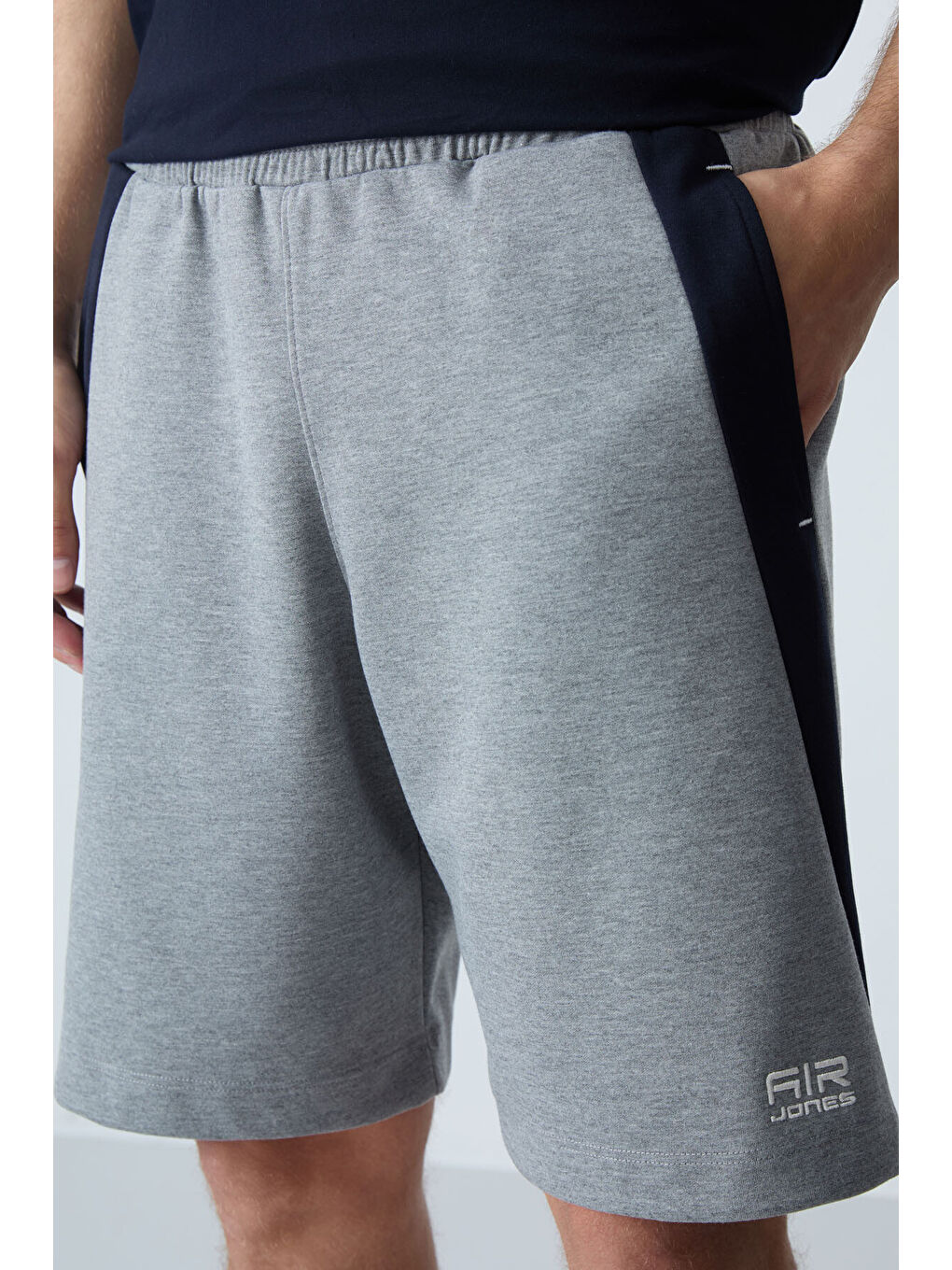 Gri Melanj Pamuklu Kalın Yumuşak Dokulu Standart  Fit Basic Erkek Şort  - 81280-3