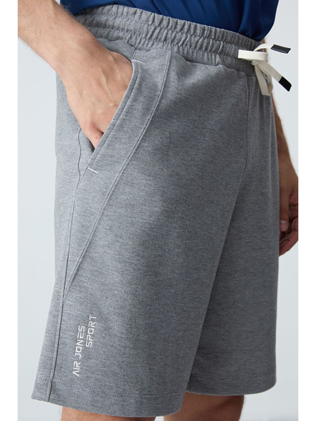 Gri Melanj Pamuklu Kalın Yumuşak Dokulu Standart  Fit Basic Erkek Şort  - 81278-2